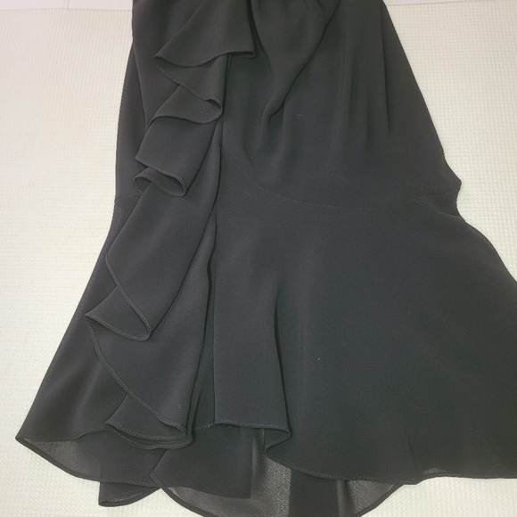 Vintage New Leaf Dress Samir Women's Sz 6 Black Cocktail Beaded Long Ruffles - Picture 8 of 12